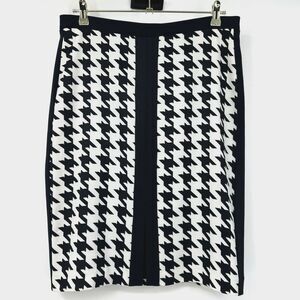 Kelly & Diane Houndstooth Pencil Skirt Womens 10 Black White Stretch Career Midi